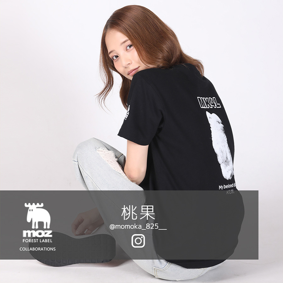 原田都愛×moz FOREST LABEL コラボ 半袖Tシャツ 黒 原田都愛×moz FOREST LABEL コラボ 半袖Tシャツ