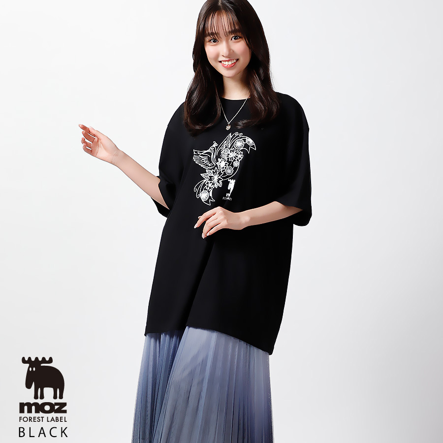 原田都愛×moz FOREST LABEL コラボ 半袖Tシャツ 黒 原田都愛×moz FOREST LABEL コラボ 半袖Tシャツ
